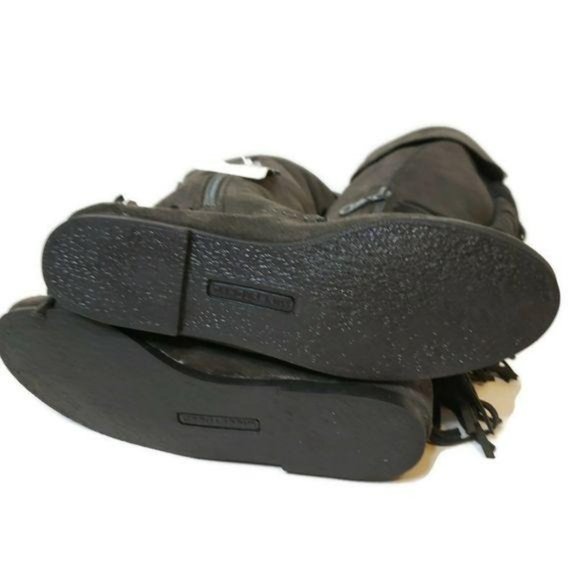 Minnitonka NWT over the knee fringe leather boots charcoal gray sz 5 small feet - Picture 9 of 13